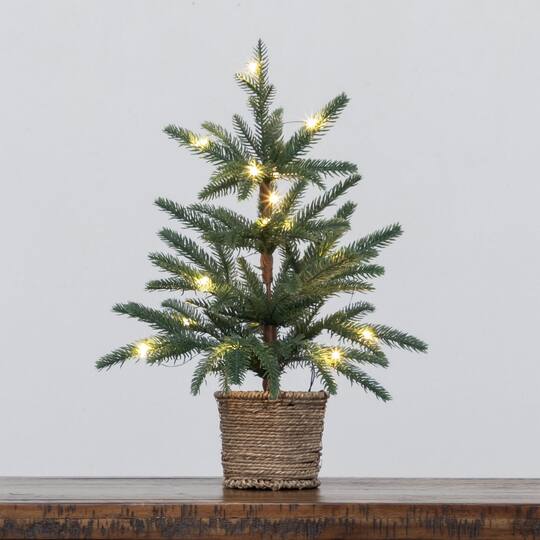 Nearly Natural 18" Pre-Lit Artificial Christmas Tree, Warm White LED Lights
